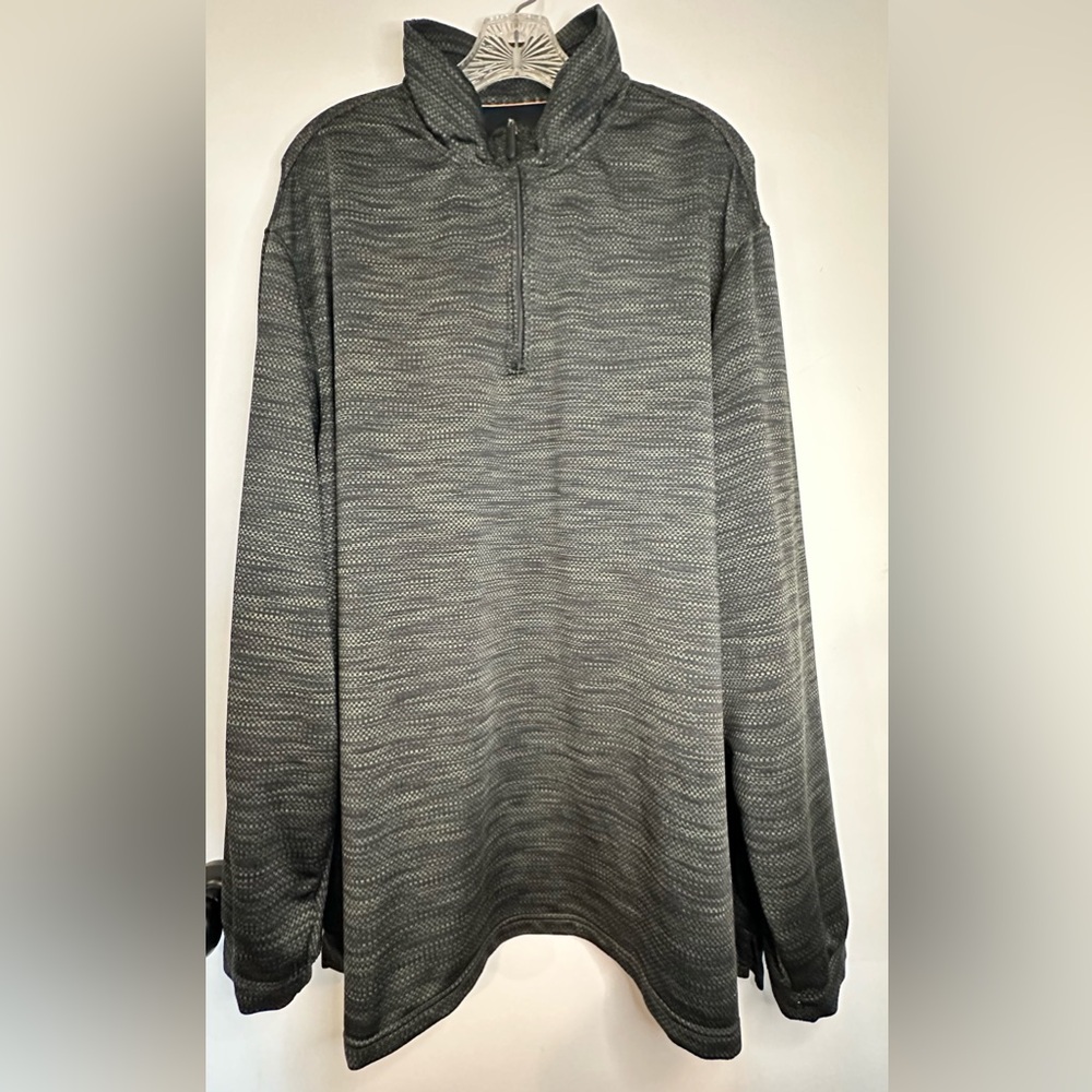 Haggar In Motion Natural Stretch Long Sleeve Green Black Front Zip Sweater 3X